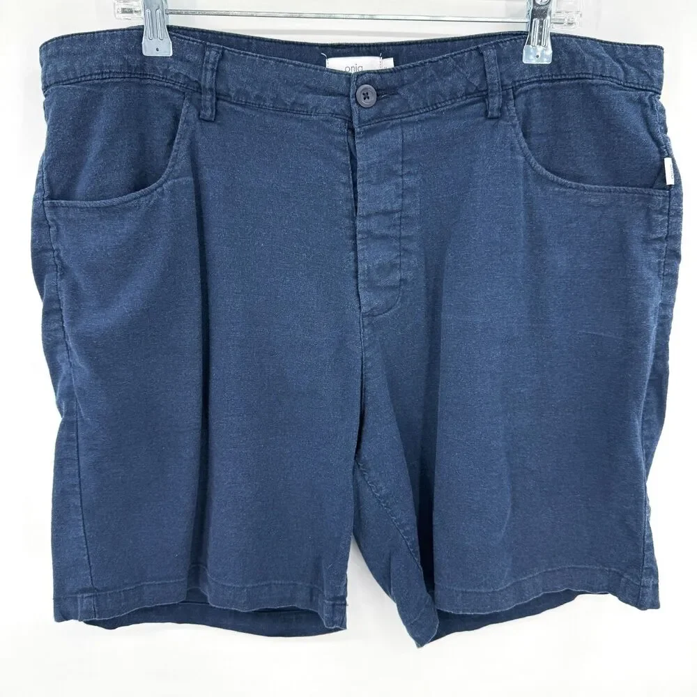 ONIA Navy Blue Linen Blend Soft Lightweight Casual Shorts Size 38